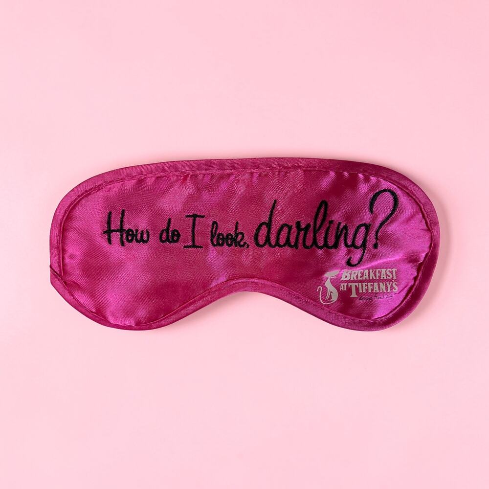 Vintage French Kitty Breakfast at Tiffany's Inspired Hot Pink Satin Sleep Mask